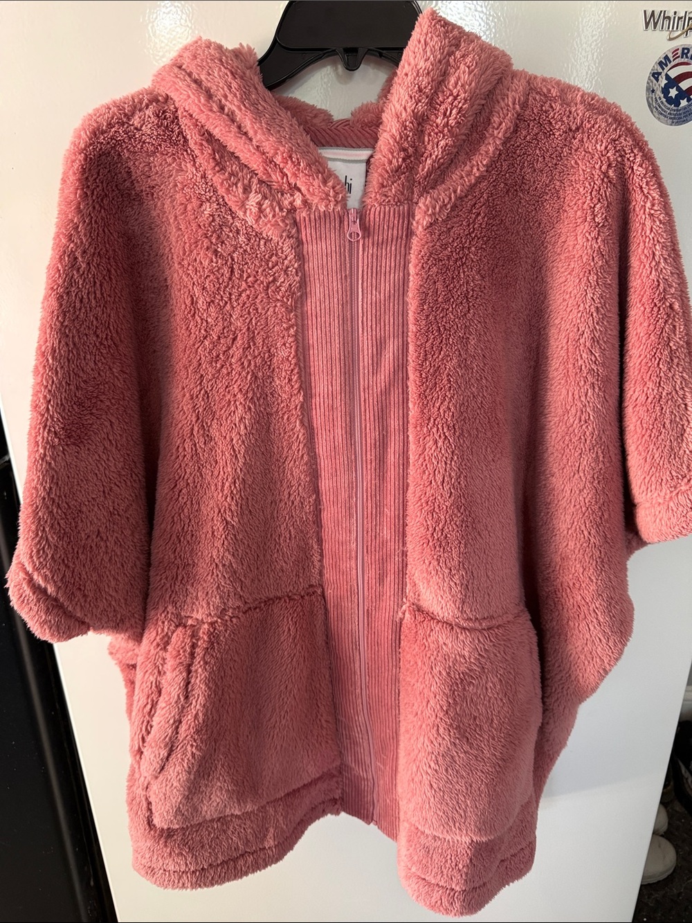 CAbi Plush Hooded Zip Jacket in Rose Pink